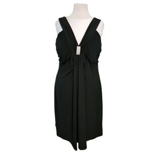 Black V-Neck Embellished Cocktail Dress
